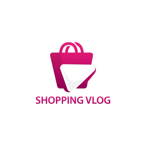 Immagine Moderna Design Del Logo Vlog Shopping Shop Video Play — Vettoriale Stock