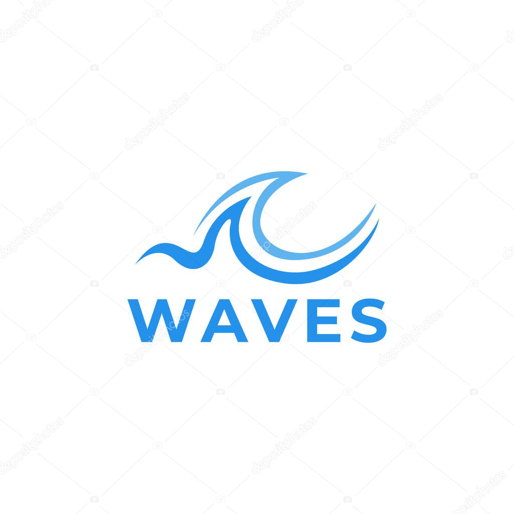 Sea tide waves ocean wavy river vector image design. Tide blue sea ocean waves symbol design template logo vector.