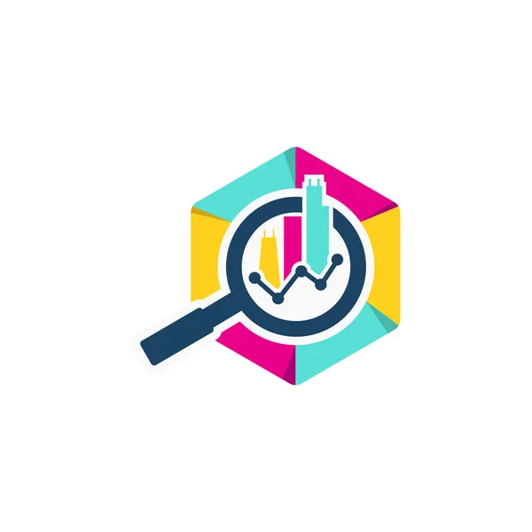 Hexágono Colorido Pesquisa Conceito Design Logotipo Finanças Negócios Brincalhão Multicolor — Vetor de Stock