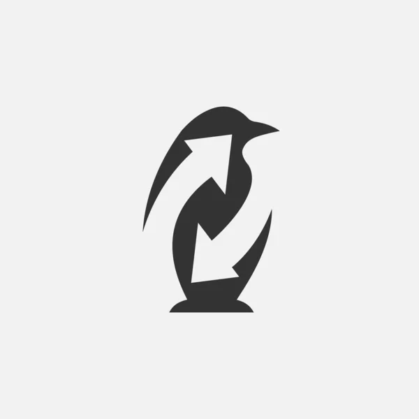 ペンギンのロゴテンプレートベクトル画像 負のスペーススタイルのデザインベクトルの矢印アイコンと動物のロゴペンギン — ストックベクタ