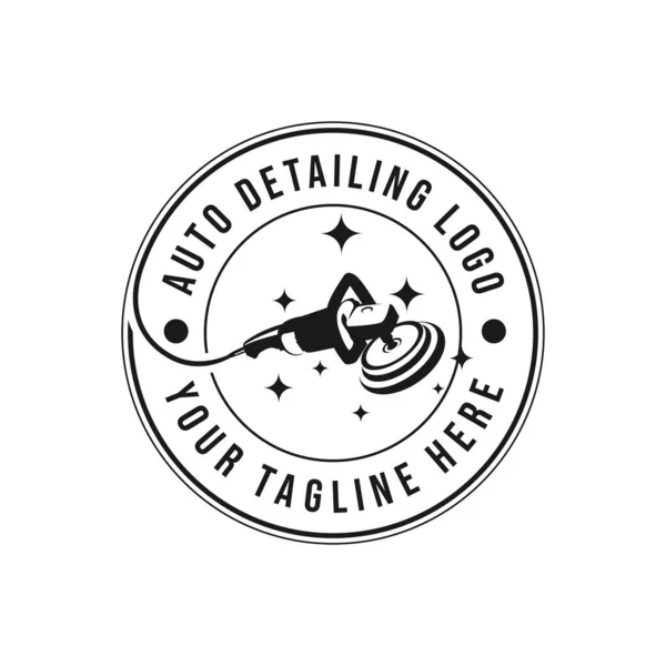 Klasik stil oto cilası ayrıntılı logo tasarım şablonu. Oto temizleme cilası otomobil logosu tasarım vektörü. Otomatik cilalama araba temizleme servisi