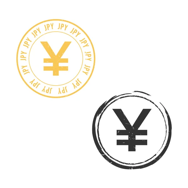 Японская Иена Jpy Гранжевая Марка Векторной Печати Валютный Символ Рисунком — стоковый вектор
