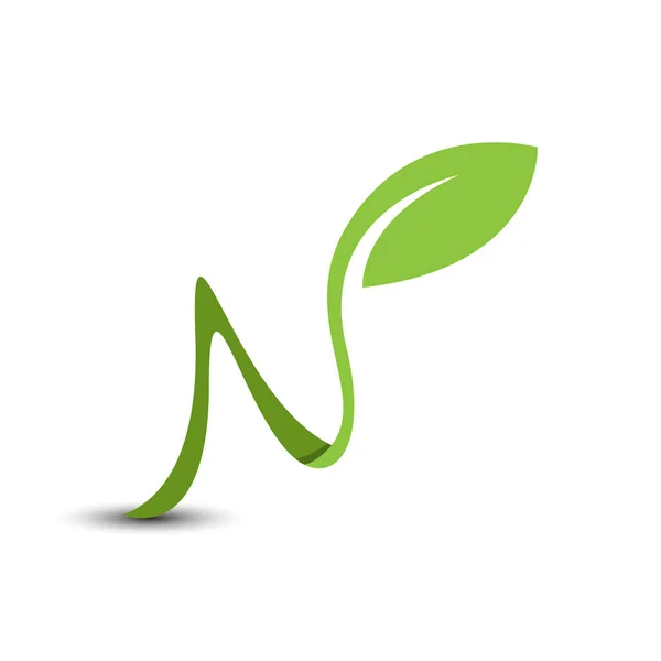 Počáteční Písmeno Přirozené Prostředí Listů Vektorový Obrázek Loga Zelený List — Stockový vektor