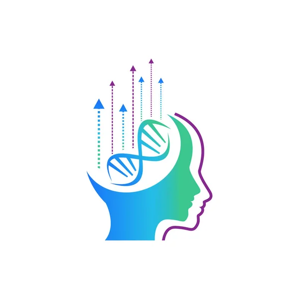 Ανθρώπινη Νόηση Εγκεφάλου Και Λογότυπο Dna Σχεδιασμό Διανυσματική Εικόνα Λογότυπο — Διανυσματικό Αρχείο