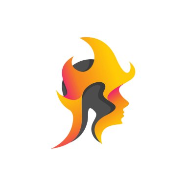 Zihinsel logo vektör tasarımı konsepti. Zihinsel bakım logosu imajı için baş simge logosu yanıyor