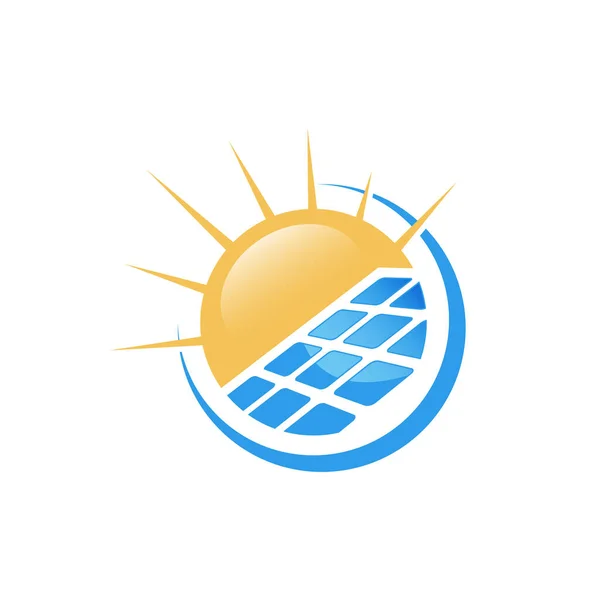 Doğal enerjinin güneş paneli logo vektör simgesi. Alternatif yenilenebilir enerji güneş paneli vektör tasarımı kavramı
