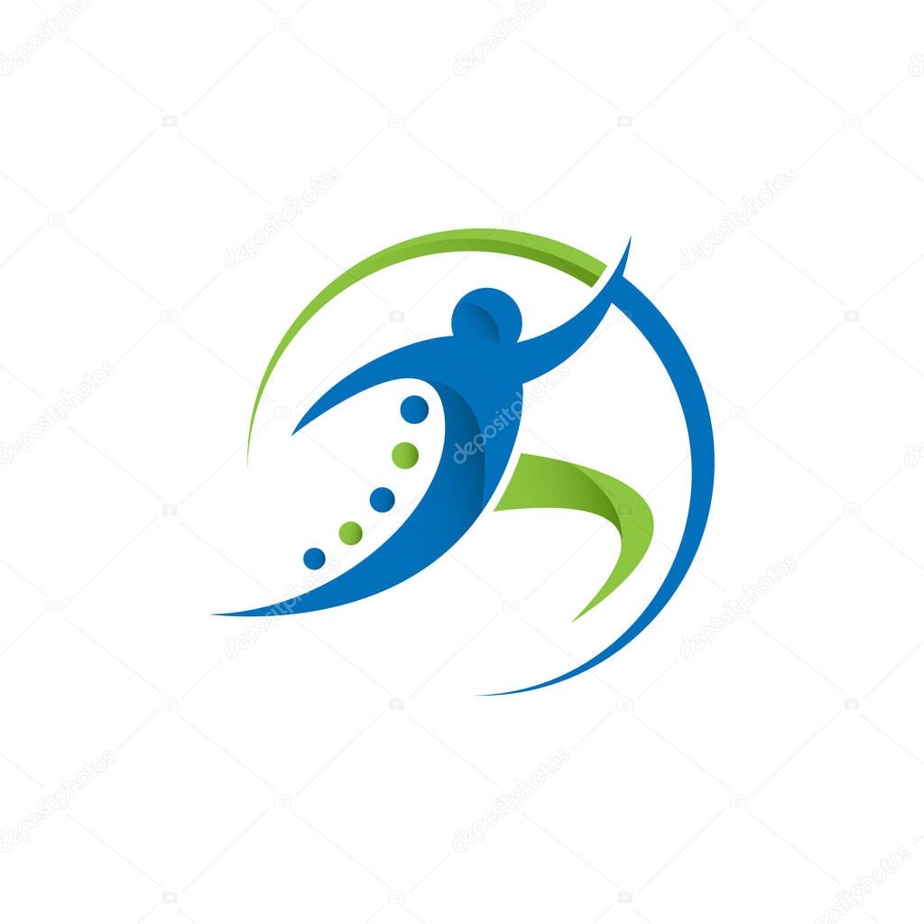 Physical therapy logo design concept image. abstract people icon with movement for health care physical logo design vector