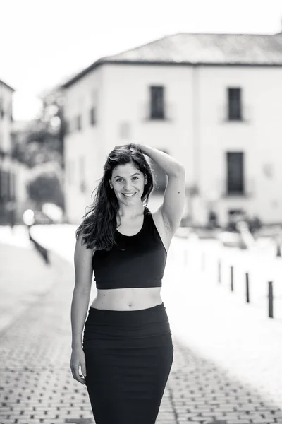 Livre Retrato Jovem Bela Mulher Caucasiana Com Rosto Feliz Sorriso — Fotografia de Stock