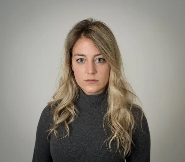 Sad Depressed Worried Woman Feeling Upset Distressed Sick Young Lonely — Stock Photo, Image