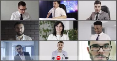 Çok ırklı gülümseyen insanlar üzerine çoklu ekran.