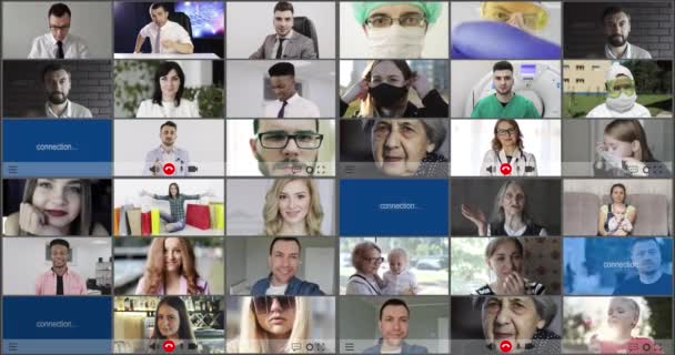 Multiscreen na usmívající se multietnické lidi s generační rozmanitostí. — Stock video
