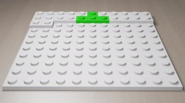 Bloklar üzerinden yeşil yeni yıl ağaç binası.