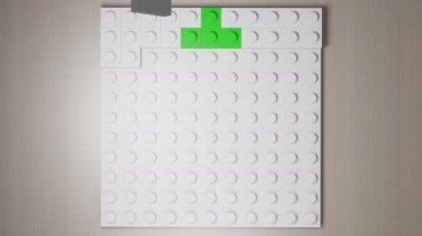 Bloklar üzerinden yeşil yeni yıl ağaç binası.