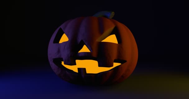 Halloween kísérteties tök a sötétben fény animáció. — Stock videók