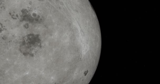 La Luna 360 grados de rotación en el fondo estrellado cielo oscuro. — Vídeos de Stock