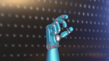 Görselleştirme sembolünü öğrenen robotik kolun yakın kısmı. Tamam.