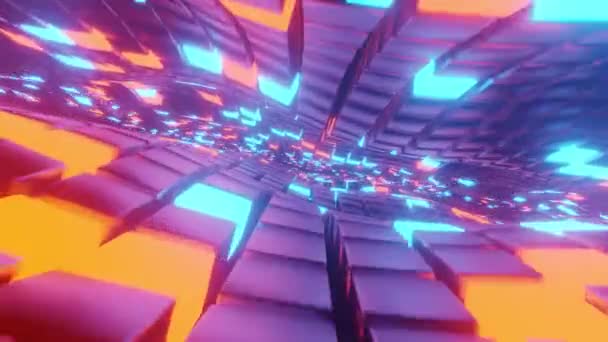 Abstrakt 3D-gjengivelse av neonkuber og firkanter. – stockvideo