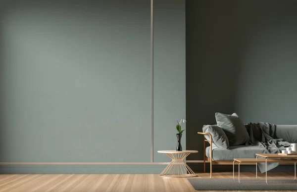 Boş duvar, İskandinav tarzı iç dekorasyonla modellenir. Minimalist iç tasarım. 3B illüstrasyon.
