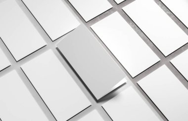 Çift katlı broşür beyaz arka planda izole edilmiş. 3B illüstrasyon.