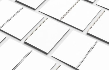 Spiral klasör defteri modern beyaz arka planda izole edilmiş gibi. 3B illüstrasyon