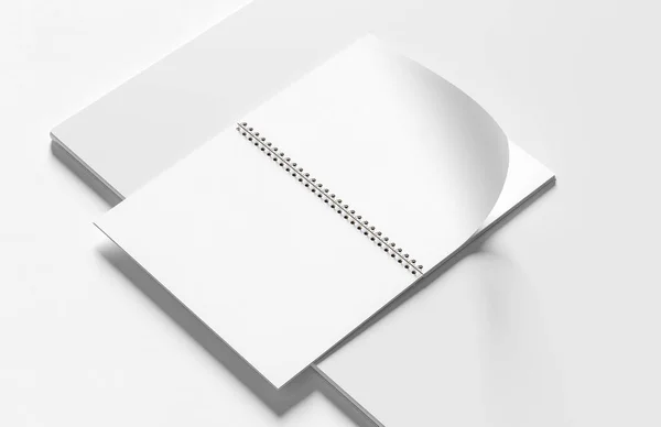 Spiraal Bindmiddel Notebook Mock Geïsoleerd Moderne Witte Achtergrond Illustratie — Stockfoto