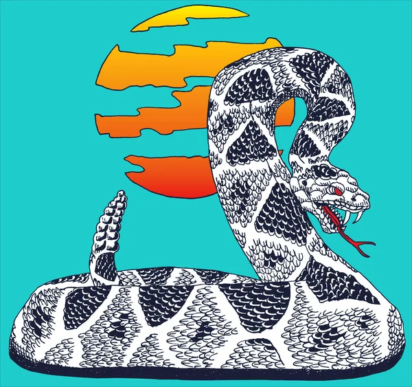 Retrato Una Serpiente Cascabel Punto Golpear Con Atardecer Rojo Estilo — Foto de Stock