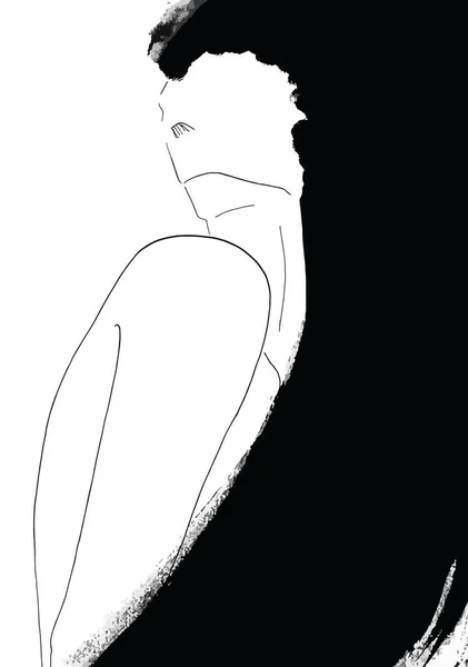 Ilustração Uma Mulher Sexy Com Cabelo Preto Longo Estilo Quadrinhos — Fotografia de Stock