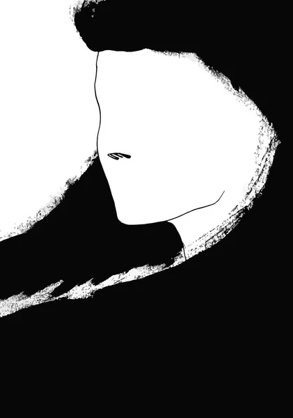Иллюстрация Сексуальной Женщины Длинными Черными Волосами Стиле Комиксов Чернильный Рисунок — стоковое фото