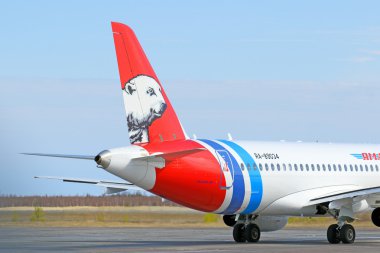 Yolcu uçağı bir kuyruk üzerinde amblemi