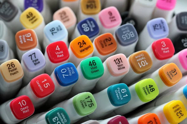 Markers Different Shades Colors — Stock Photo, Image