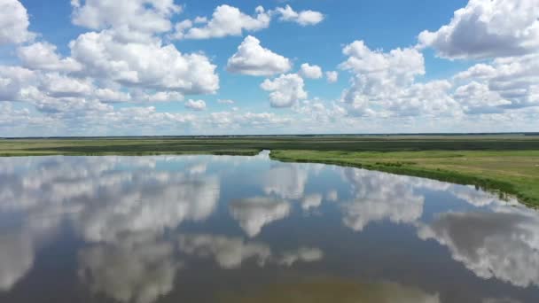 Lago Bakharevskoye Salinas Estepa Kulundinsky Región Altai Siberia — Vídeo de stock