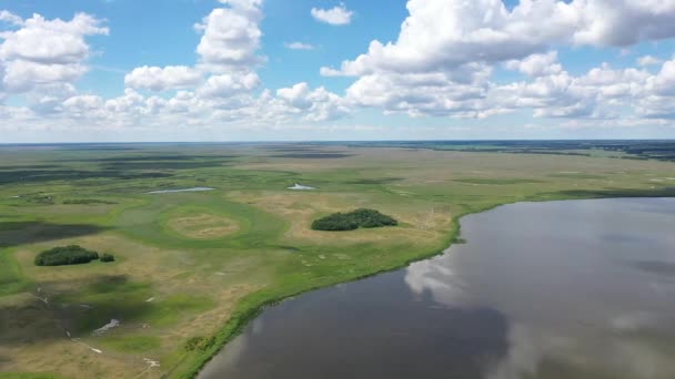 シベリアのアルタイ地方のクルンディンスキー草原のBakharevskoye湖と塩沼 — ストック動画