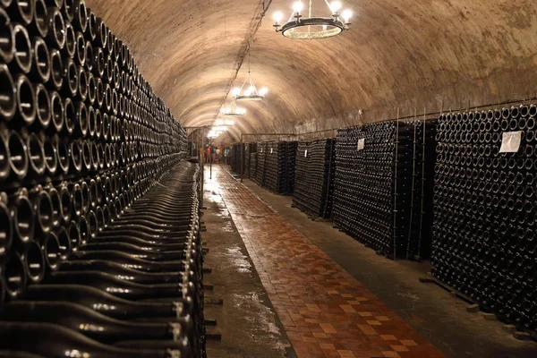 Cave à vin avec champagne Images De Stock Libres De Droits