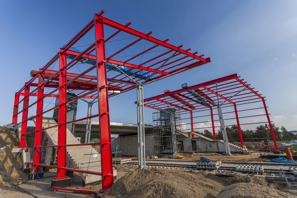 Bouw van een nieuwe spoorwegstation — Stockfoto