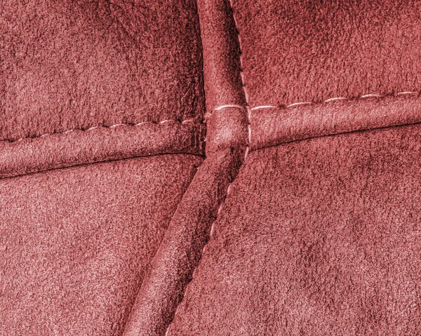 Cuir tanné rouge, coutures — Photo