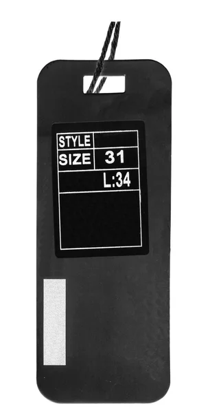 Beyaz izole bir etiket ile siyah karton etiket — Stok fotoğraf