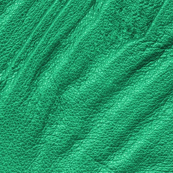 Crumpled green leather texture closeup — Stock Photo, Image