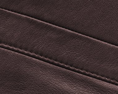 kahverengi deri arka plan dikiş ile dekore edilmiştir.