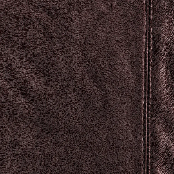 Texture cuir marron ornée de couture — Photo