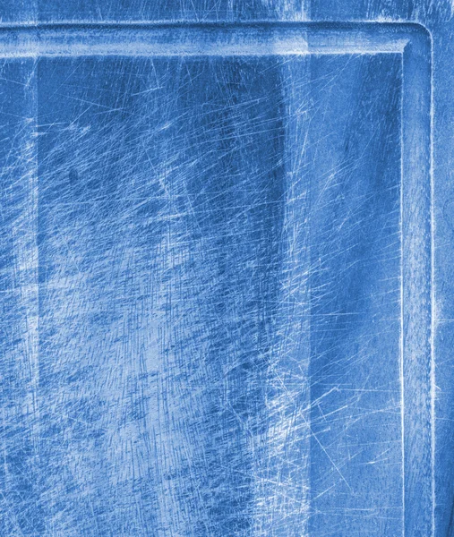 Fragment de vieille planche à découper bleue peinte en bois, texture — Photo