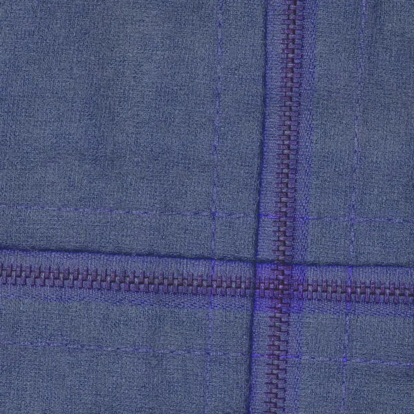 Голубая ткань текстура, молнии, швы — стоковое фото