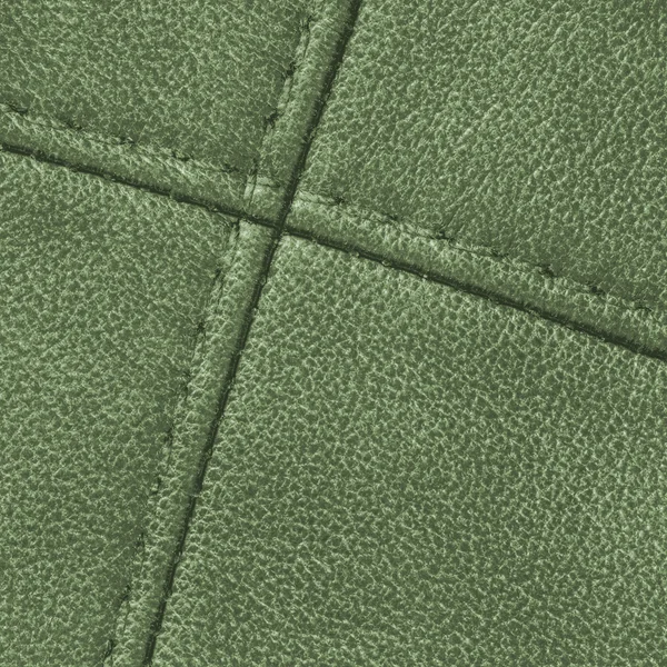 緑革の質感、縫い目 — ストック写真
