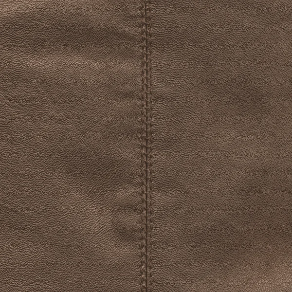Textura de couro marrom, costura — Fotografia de Stock