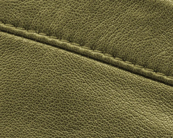 Textura din piele verde, cusătură — Fotografie, imagine de stoc