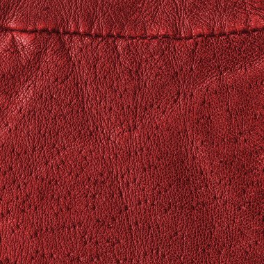 Kırmızı eldiven deri doku, dikiş