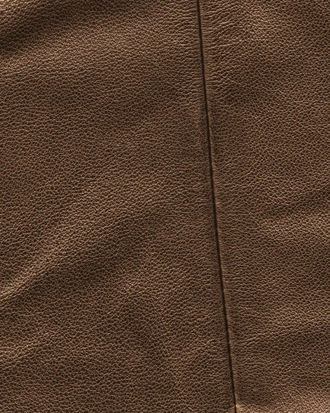 Brauner Lederhintergrund mit einer Naht verziert — Stockfoto
