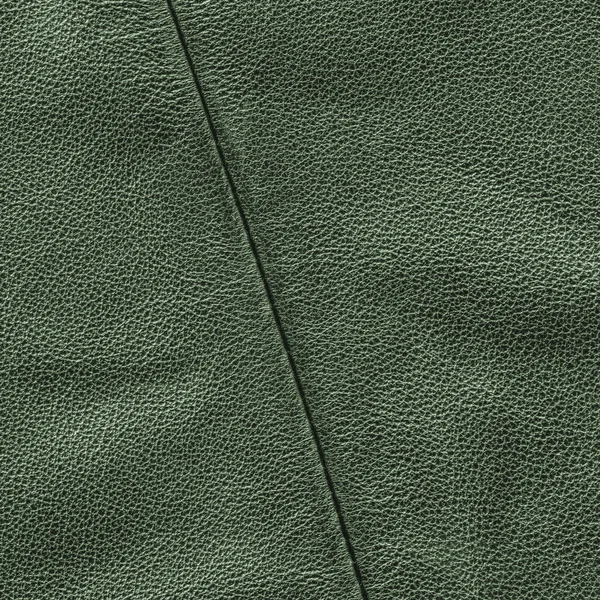 Textura de couro verde como fundo, costura — Fotografia de Stock