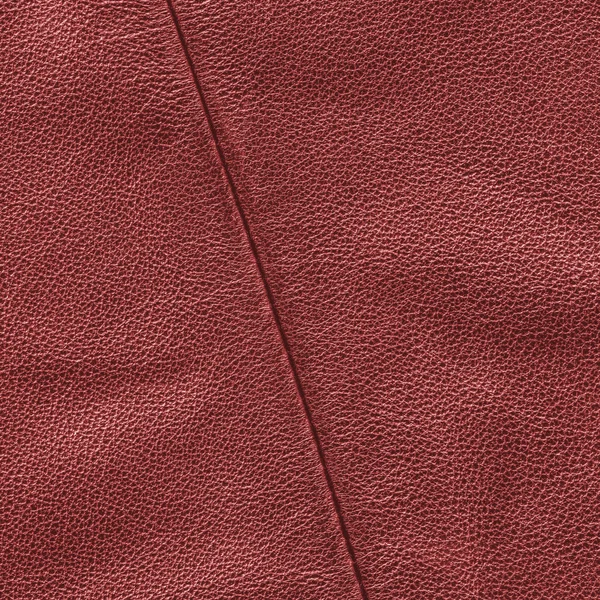 Красная кожа текстура, шов — стоковое фото
