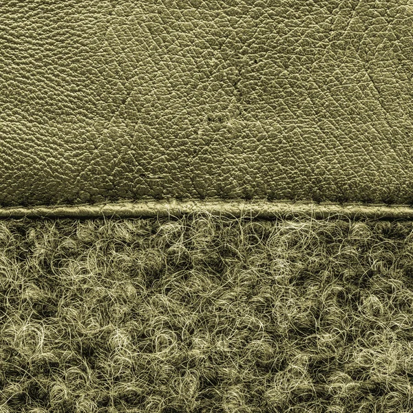 Background of leather and textile textures painted green — Stock Photo, Image