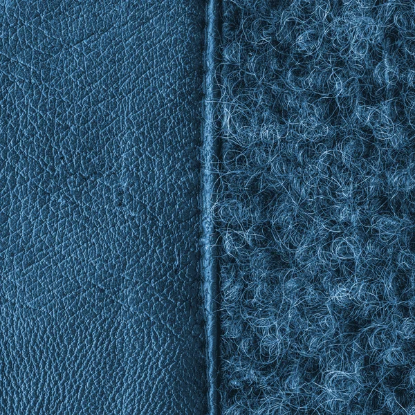 Combination of blue leather and textile textures — Stock Photo, Image